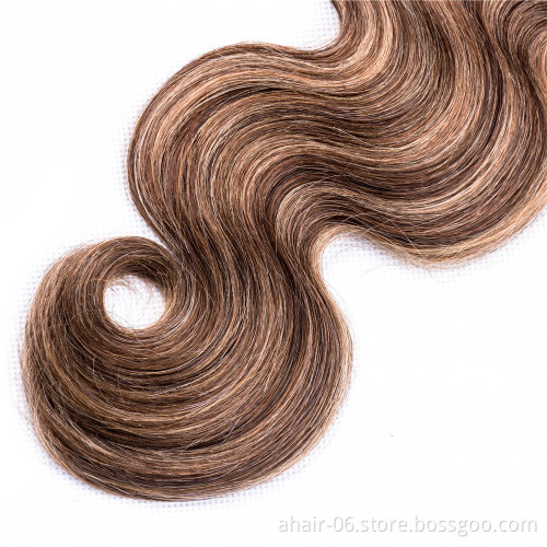 Straight and Body No Tangle No Shed Soft And Smooth, P4/27 Color 100% Brazilian Virgin Human Hair 10"-30" Hair Bundles In Stock